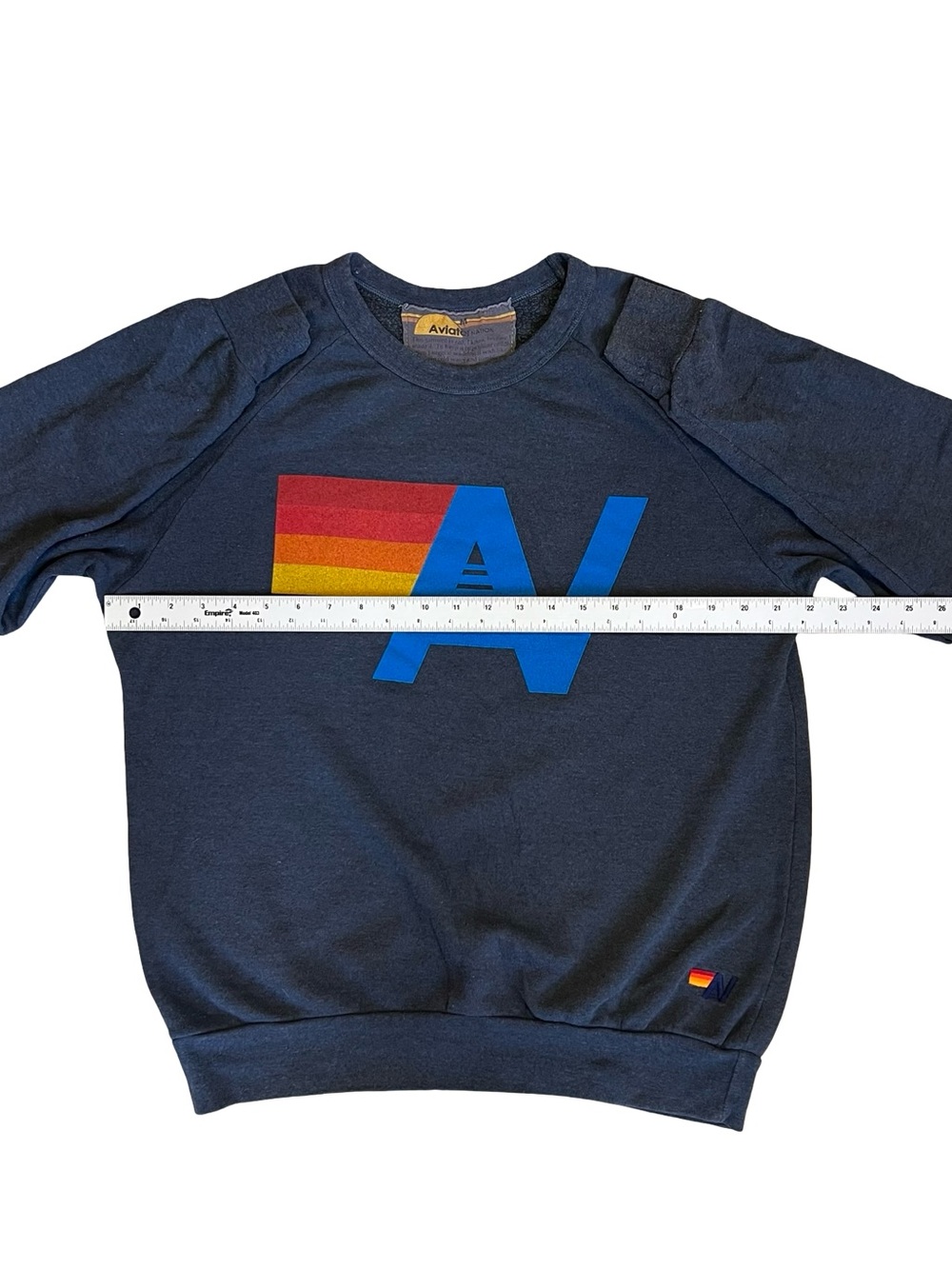 Aviator Nation Sz M Navy Blue Logo Stitch Sweatshirt Relaxed Crewneck - Picture 8 of 14